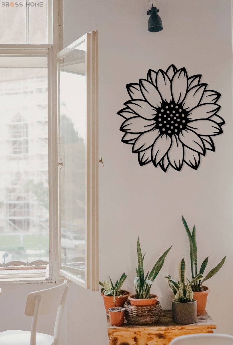 Metal Sunflower Wall Art - BrossHome Metal Wall Art