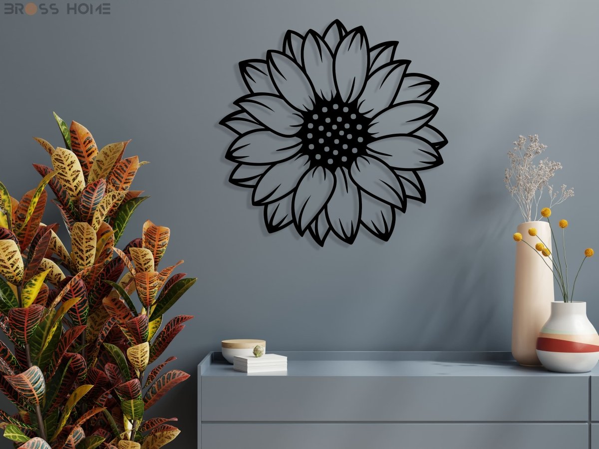 Metal Sunflower Wall Art - BrossHome Metal Wall Art