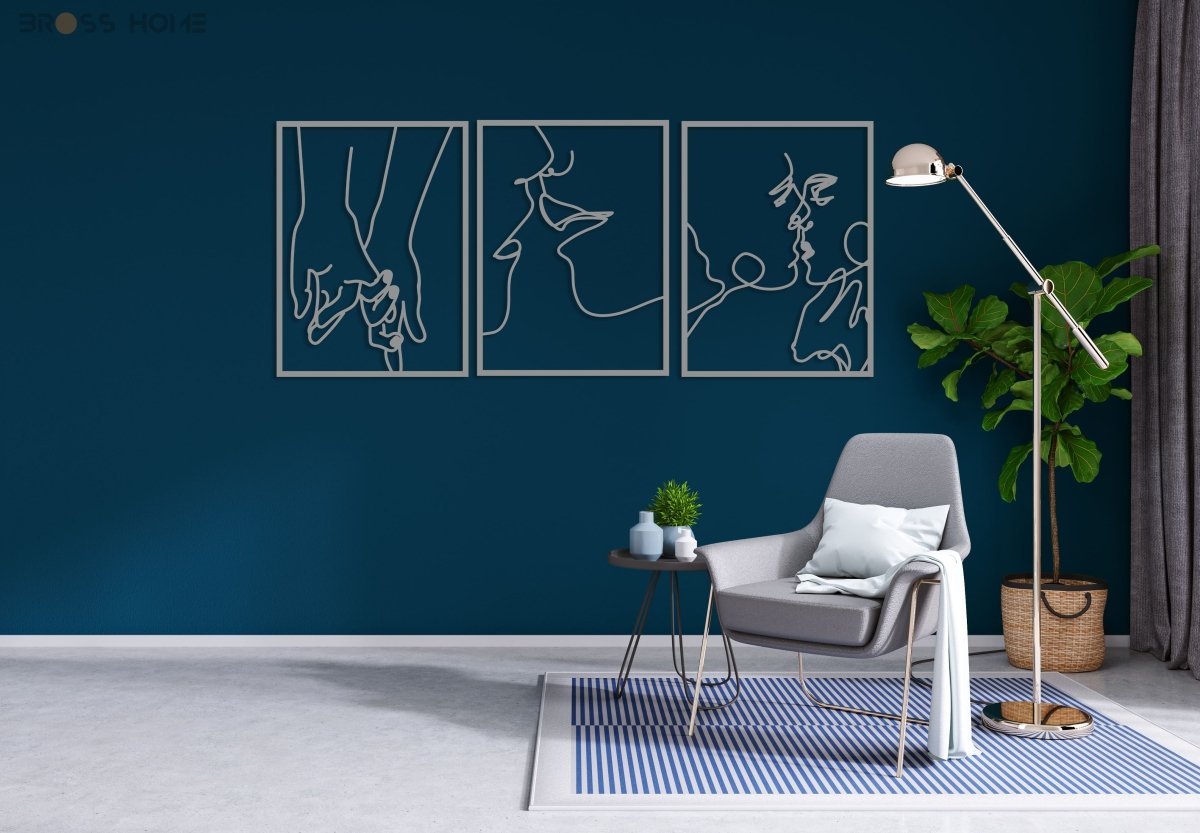 Metal Wall Art Kissing Couple Line Art - BrossHome Metal Wall Art