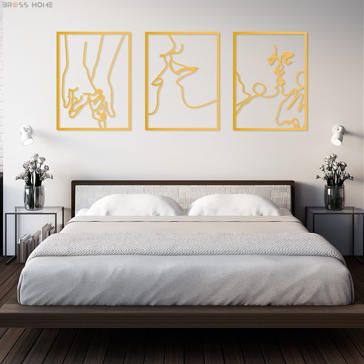 Metal Wall Art Kissing Couple Line Art - BrossHome Metal Wall Art