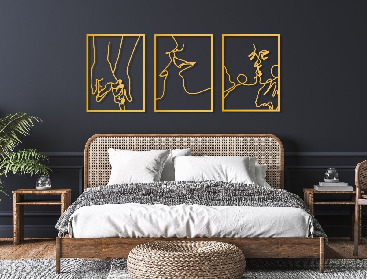 Metal Wall Art Kissing Couple Line Art - BrossHome Metal Wall Art