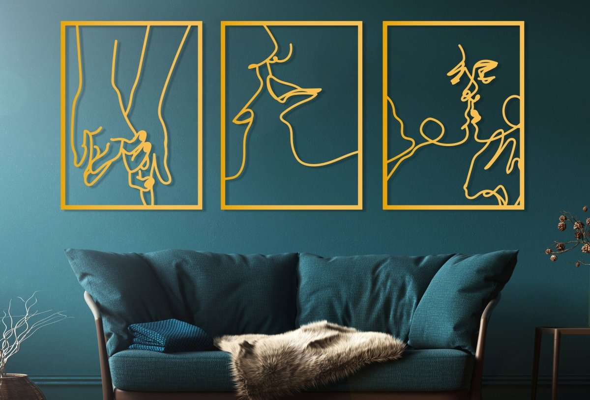 Metal Wall Art Kissing Couple Line Art - BrossHome Metal Wall Art