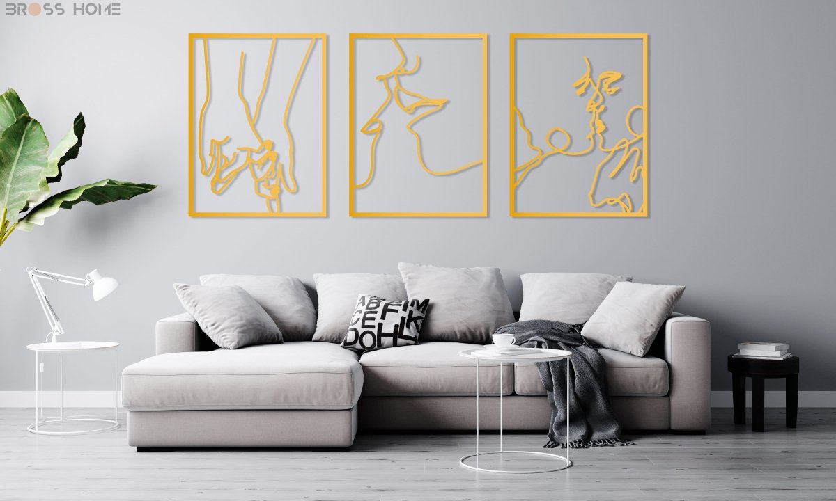 Metal Wall Art Kissing Couple Line Art - BrossHome Metal Wall Art