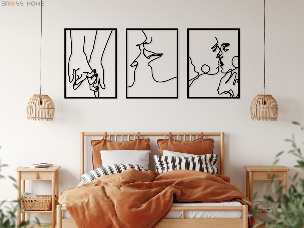 Metal Wall Art Kissing Couple Line Art - BrossHome Metal Wall Art