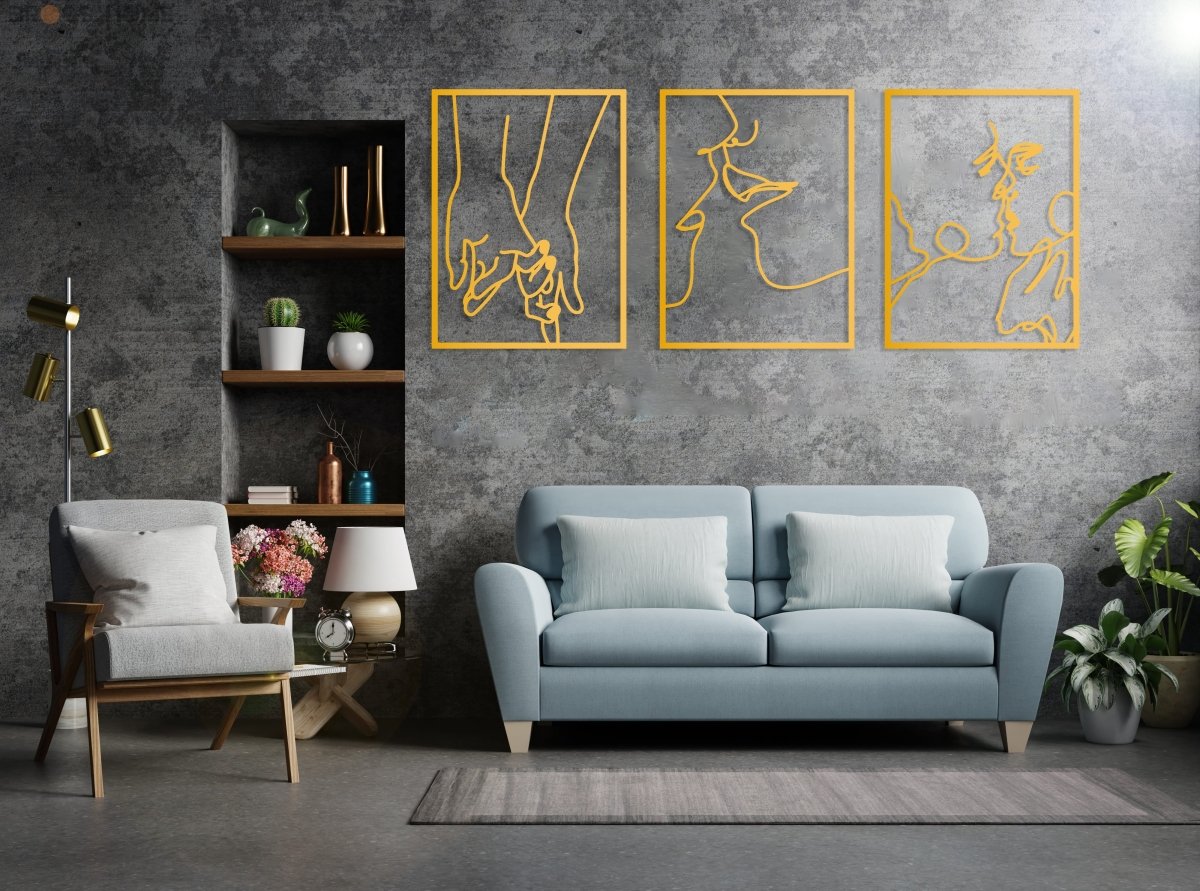 Metal Wall Art Kissing Couple Line Art - BrossHome Metal Wall Art