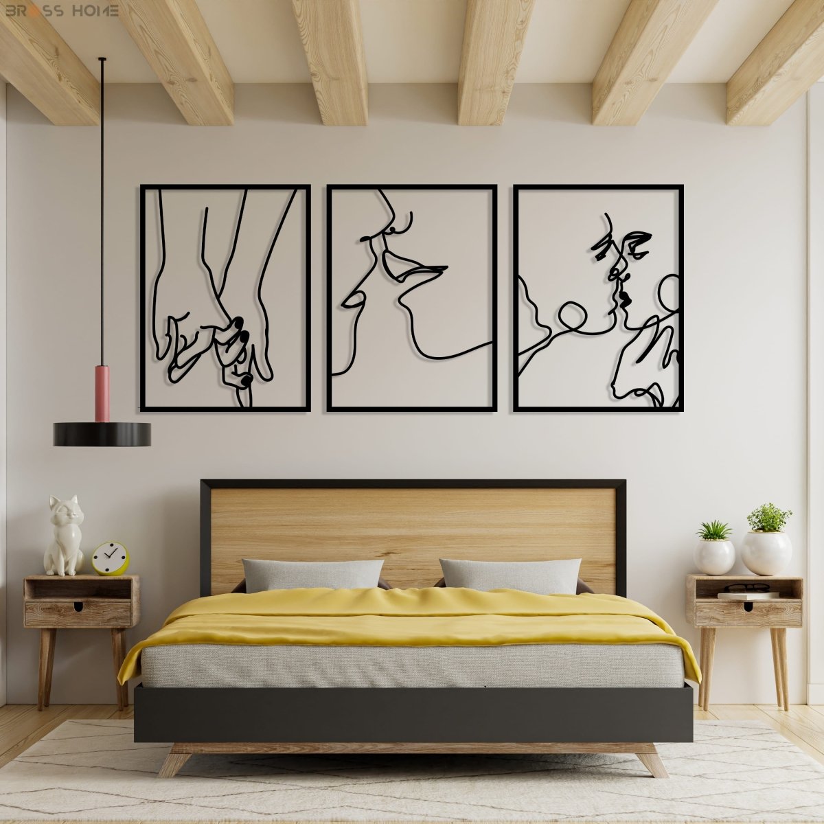 Metal Wall Art Kissing Couple Line Art - BrossHome Metal Wall Art