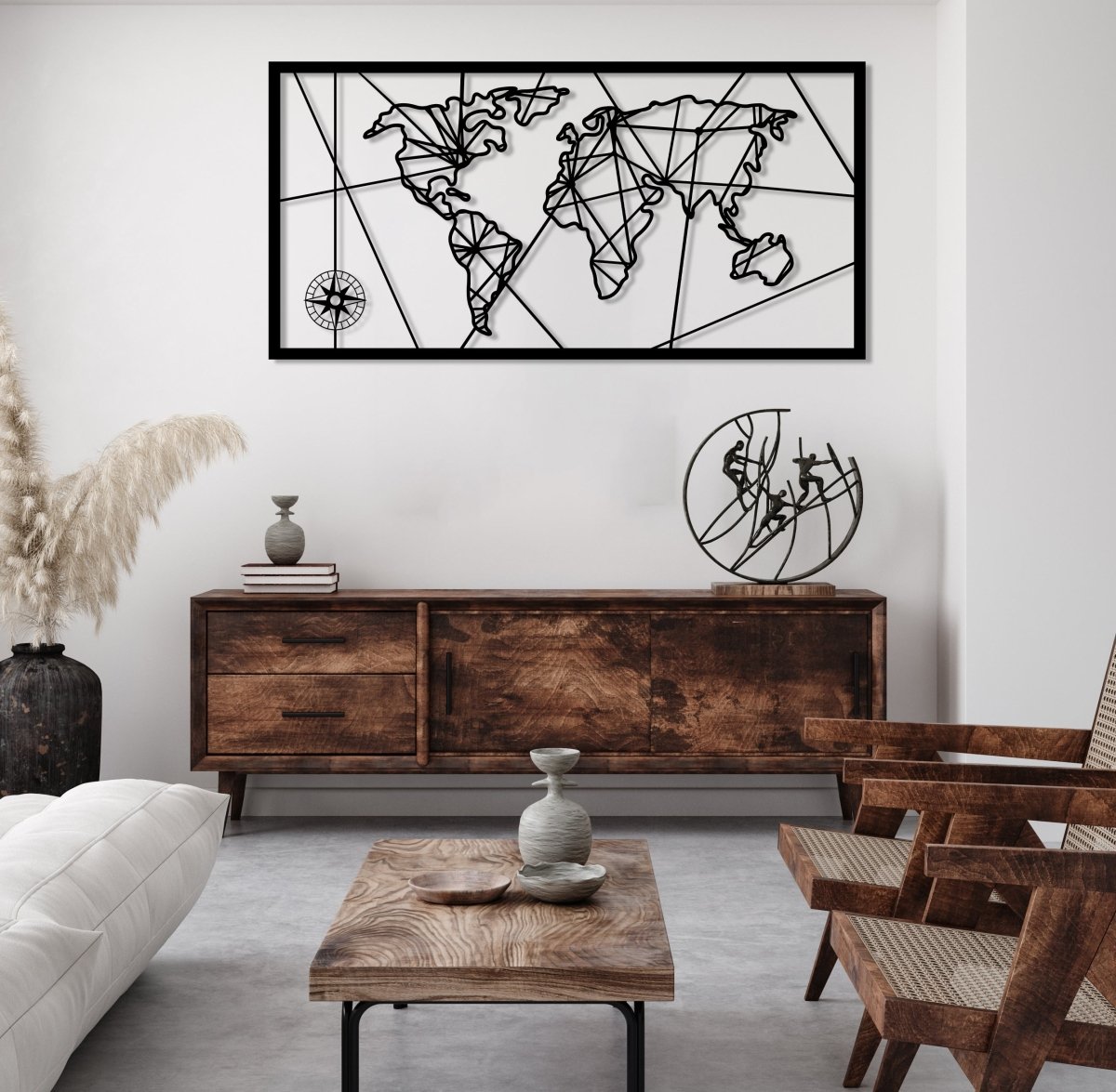 Metal World Map - BrossHome Metal Wall Art