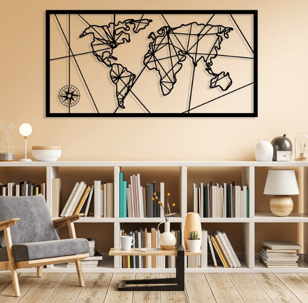 Metal World Map - BrossHome Metal Wall Art