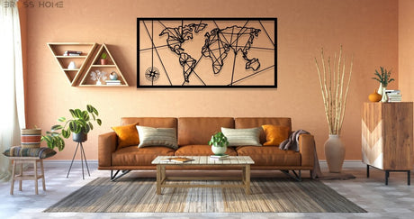 Metal World Map - BrossHome Metal Wall Art