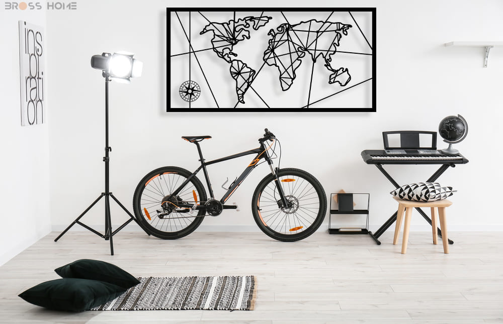 Metal World Map - BrossHome Metal Wall Art