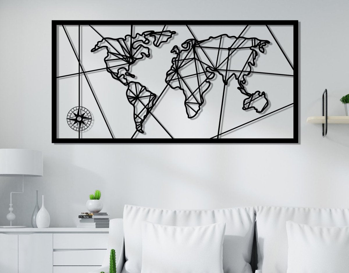 Metal World Map - BrossHome Metal Wall Art