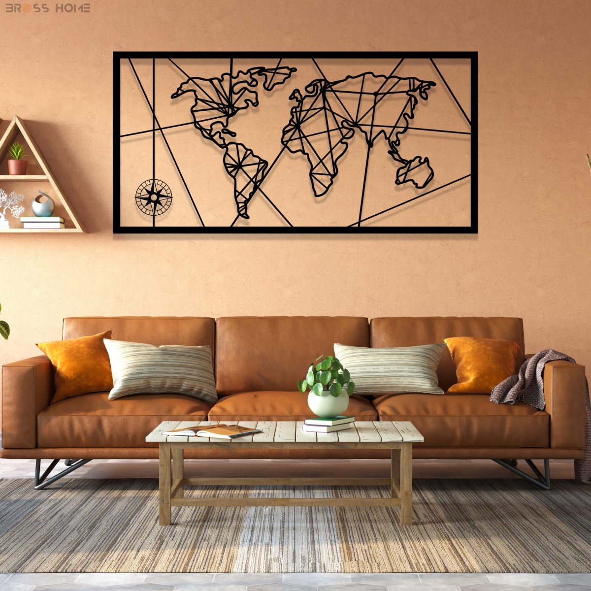 Metal World Map - BrossHome Metal Wall Art