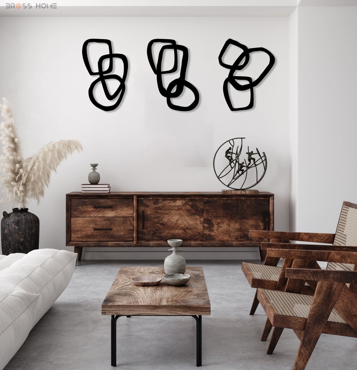 Minimalist Living Room Wall Decor (Set of 3) - BrossHome Metal Wall Art