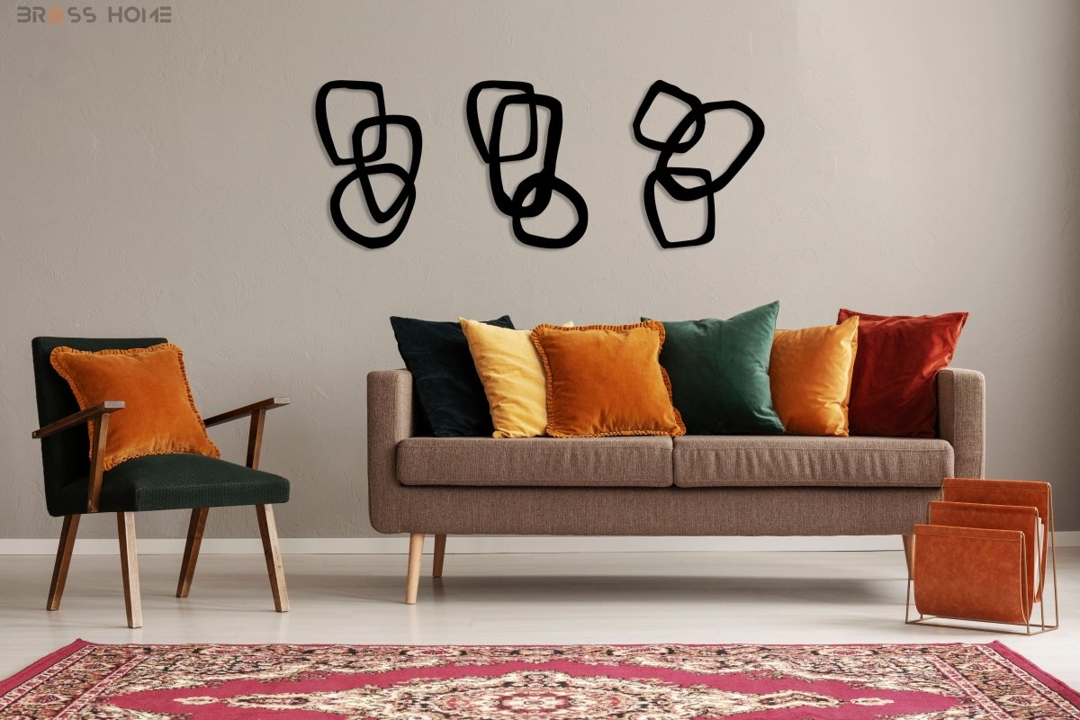 Minimalist Living Room Wall Decor (Set of 3) - BrossHome Metal Wall Art
