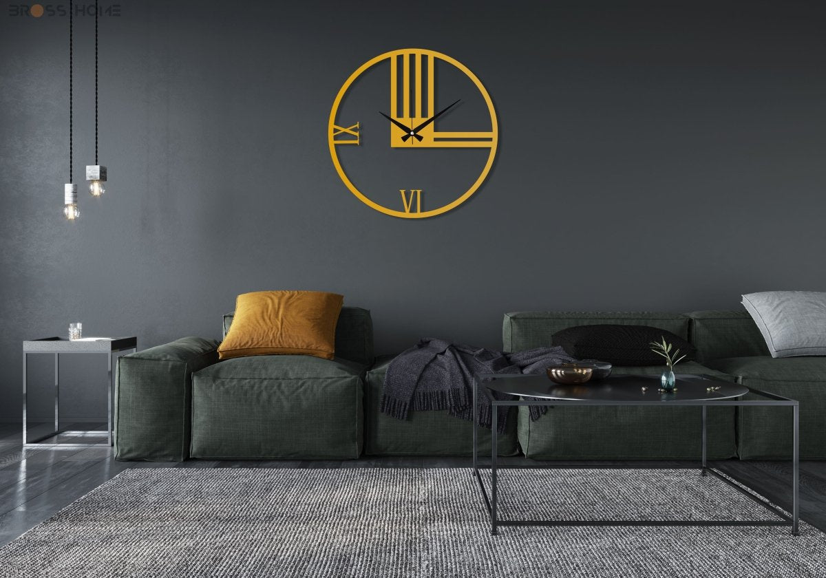Minimalist Silent Large Wall Clock - BrossHome Metal Wall Art