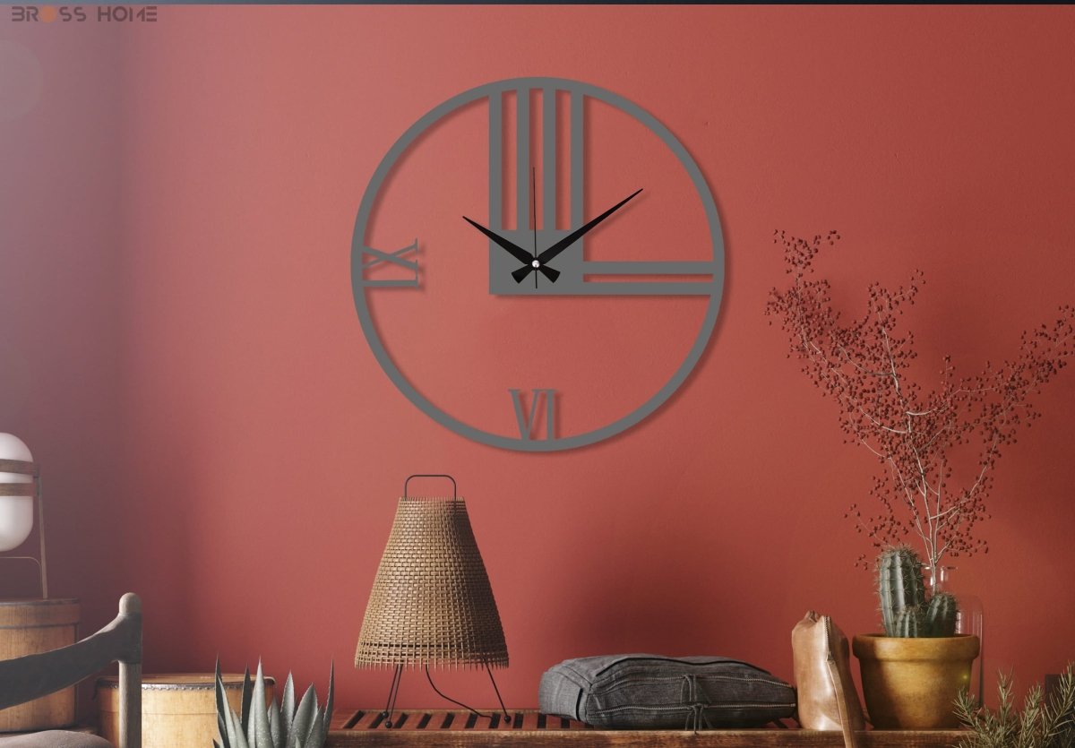 Minimalist Silent Large Wall Clock - BrossHome Metal Wall Art