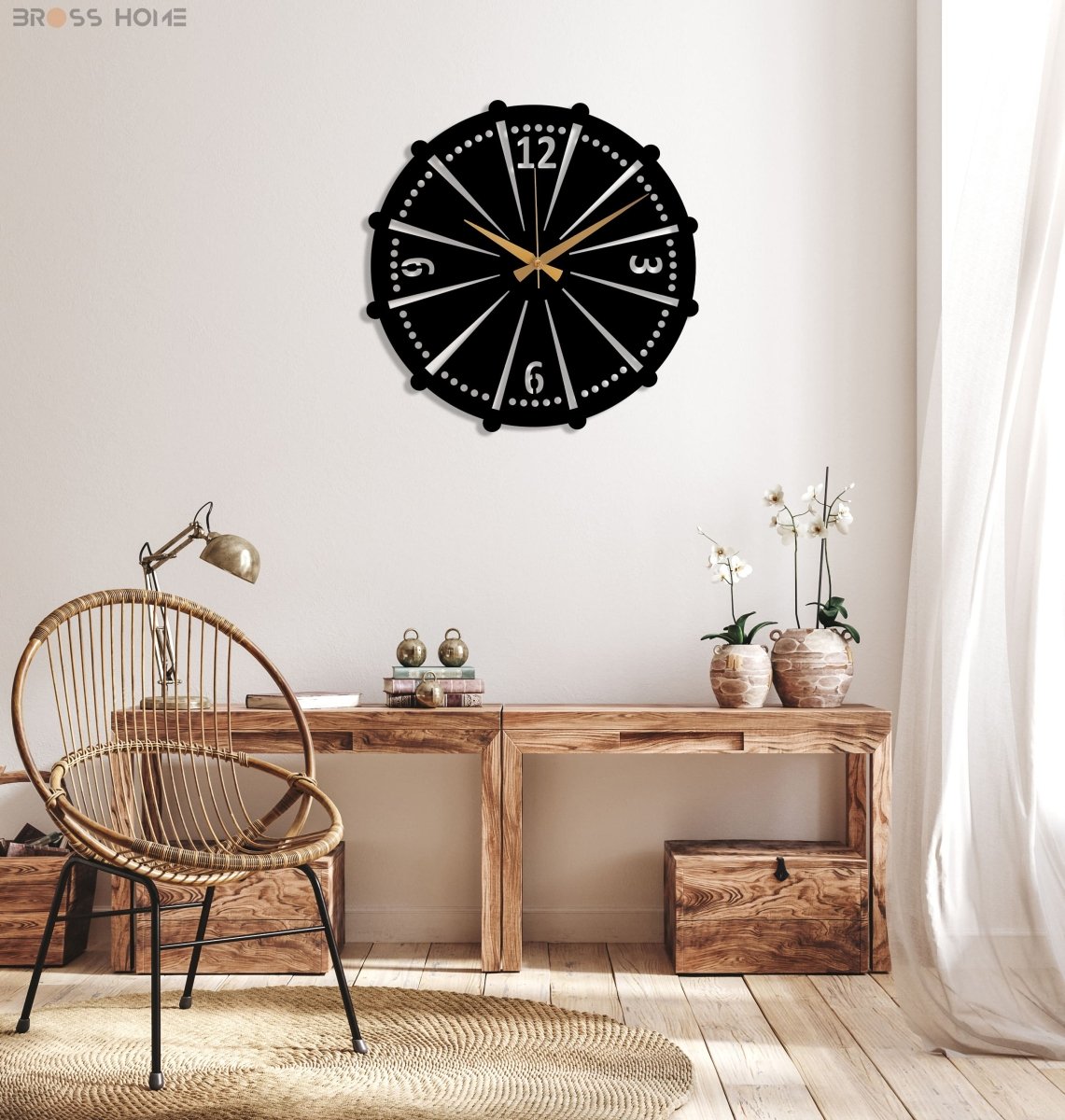 Modern Industrial Wall Clock Art - BrossHome Metal Wall Art