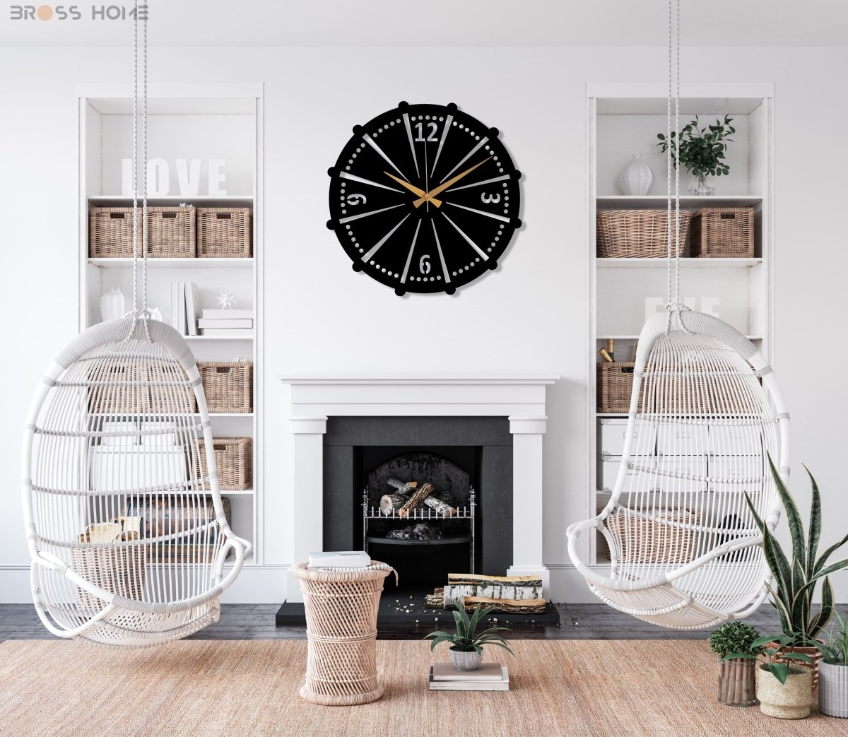 Modern Industrial Wall Clock Art - BrossHome Metal Wall Art