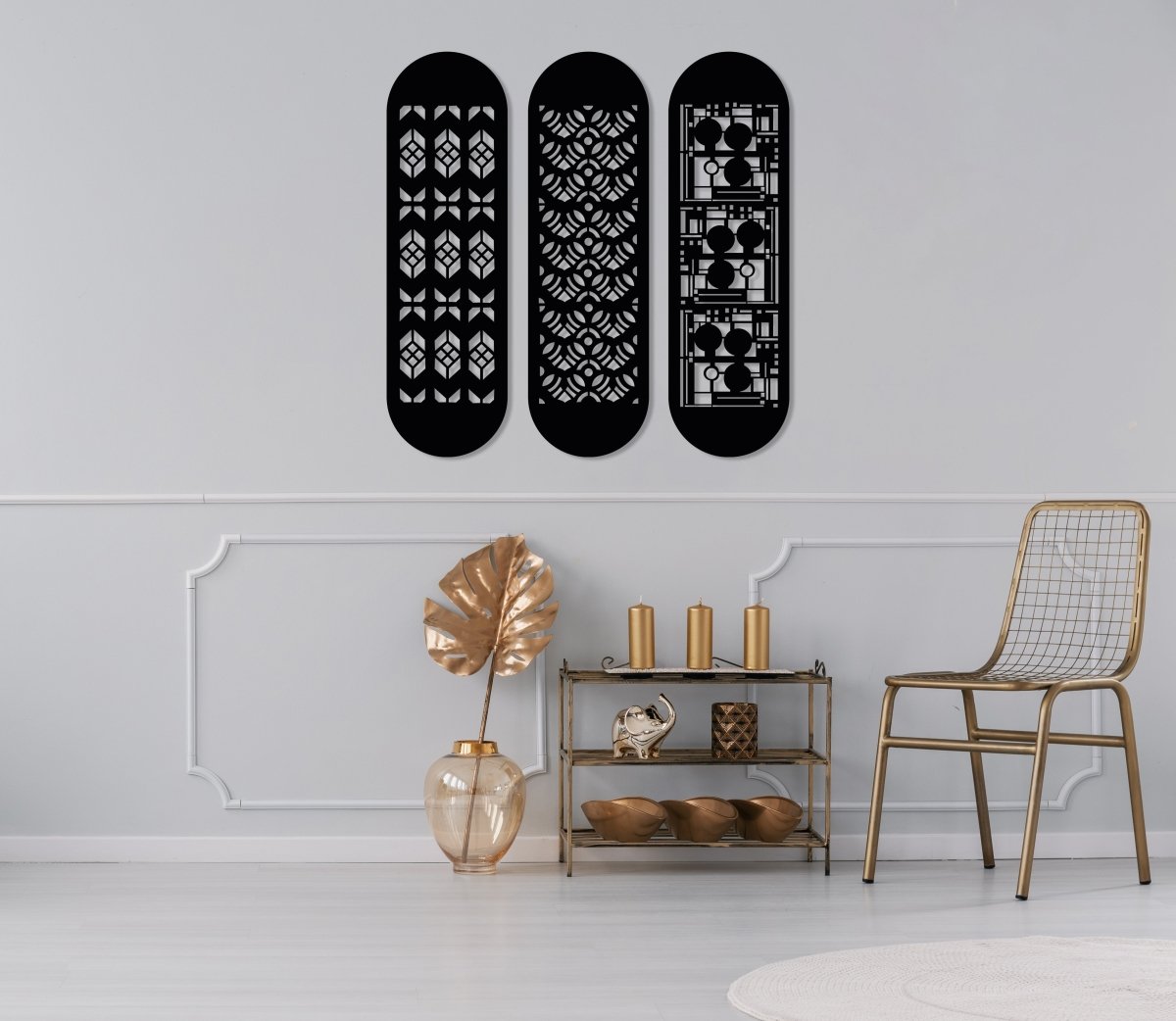 Modern Large Metal Wall Art (Set Of 3) - BrossHome Metal Wall Art