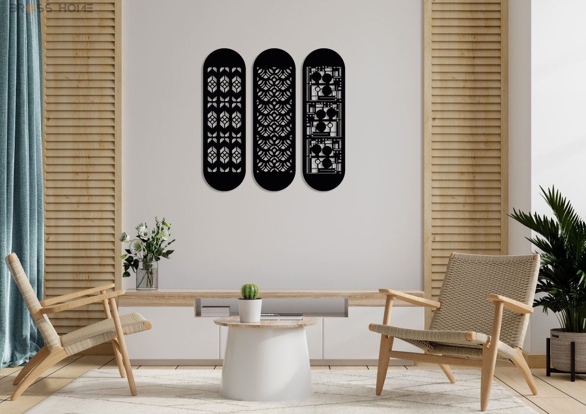 Modern Large Metal Wall Art (Set Of 3) - BrossHome Metal Wall Art