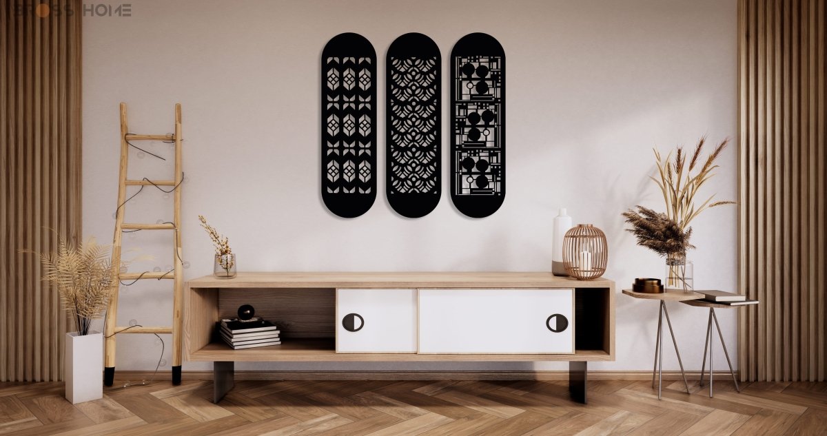 Modern Large Metal Wall Art (Set Of 3) - BrossHome Metal Wall Art