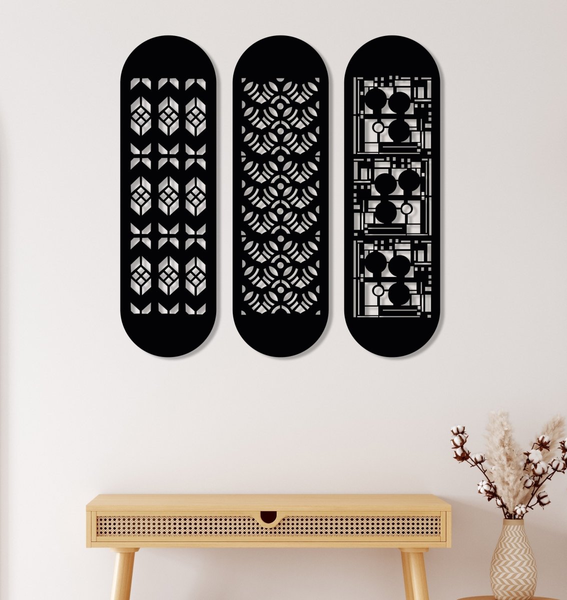 Modern Large Metal Wall Art (Set Of 3) - BrossHome Metal Wall Art