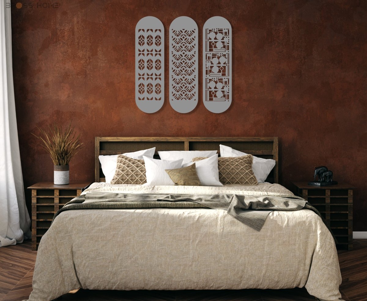 Modern Large Metal Wall Art (Set Of 3) - BrossHome Metal Wall Art