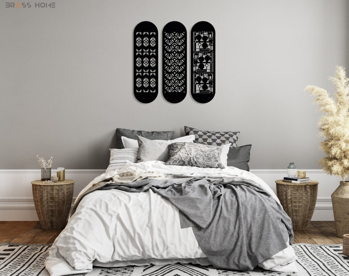 Modern Large Metal Wall Art (Set Of 3) - BrossHome Metal Wall Art