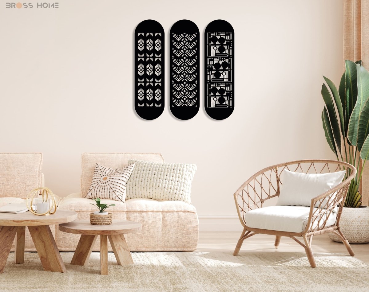 Modern Large Metal Wall Art (Set Of 3) - BrossHome Metal Wall Art