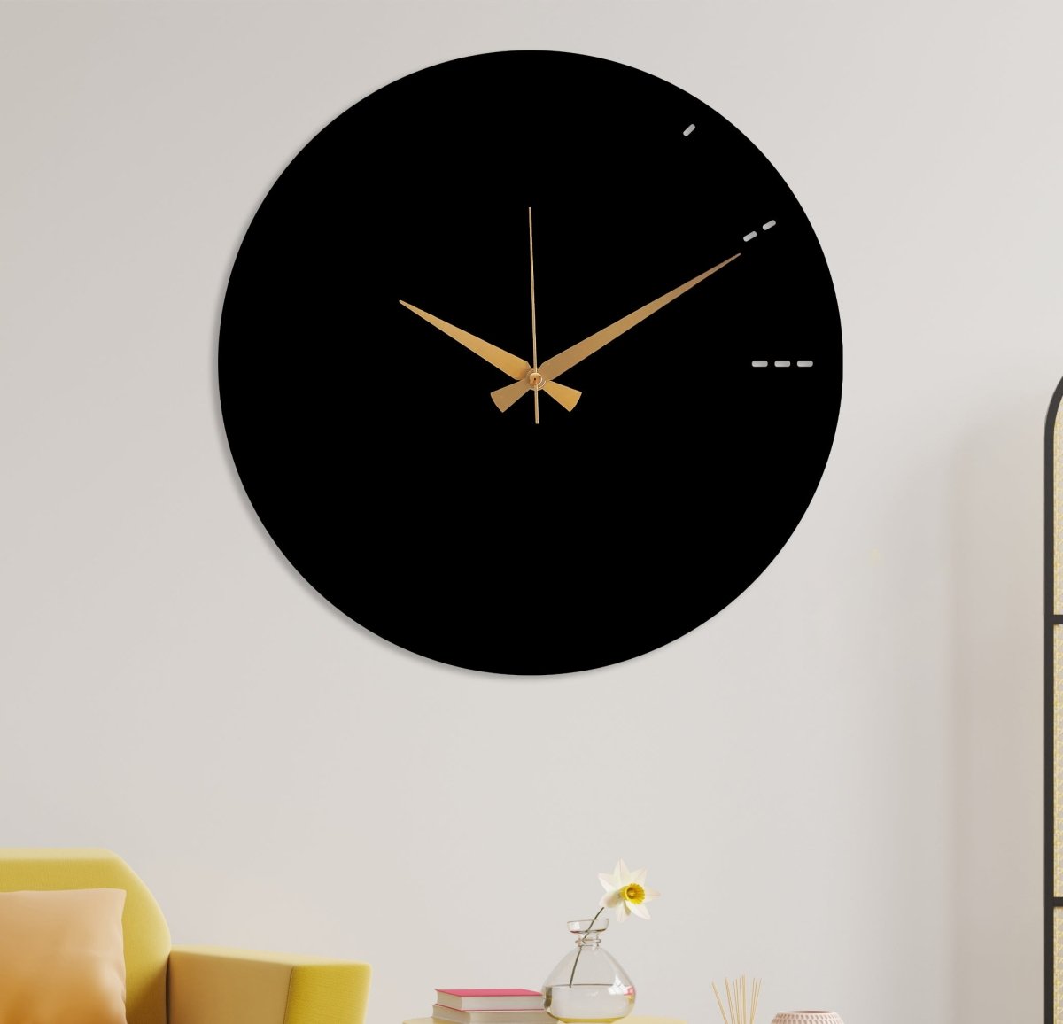 Modern Living Room Black Wall Clock - BrossHome Metal Wall Art