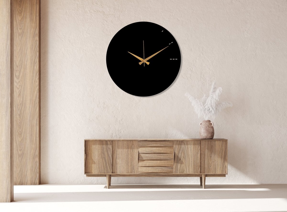 Modern Living Room Black Wall Clock - BrossHome Metal Wall Art