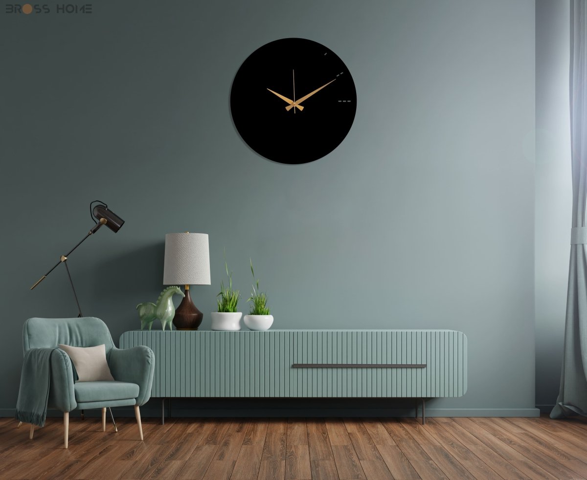 Modern Living Room Black Wall Clock - BrossHome Metal Wall Art