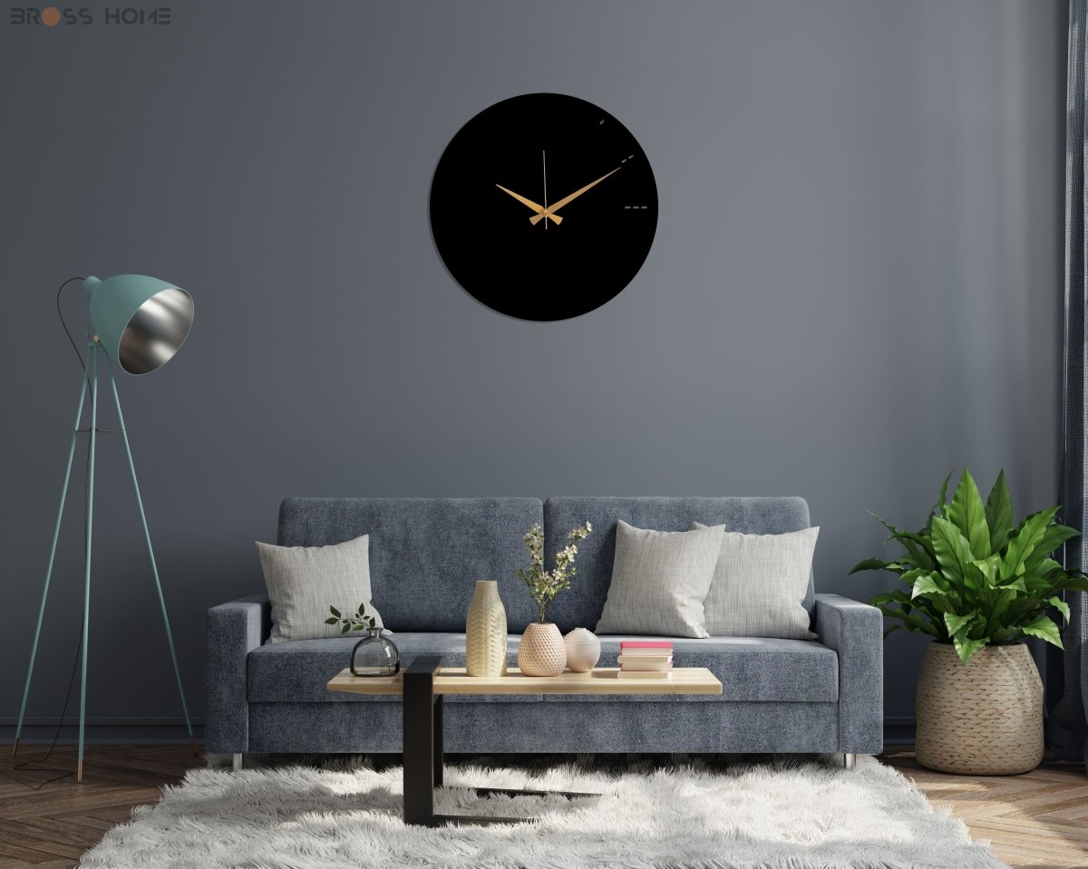 Modern Living Room Black Wall Clock - BrossHome Metal Wall Art