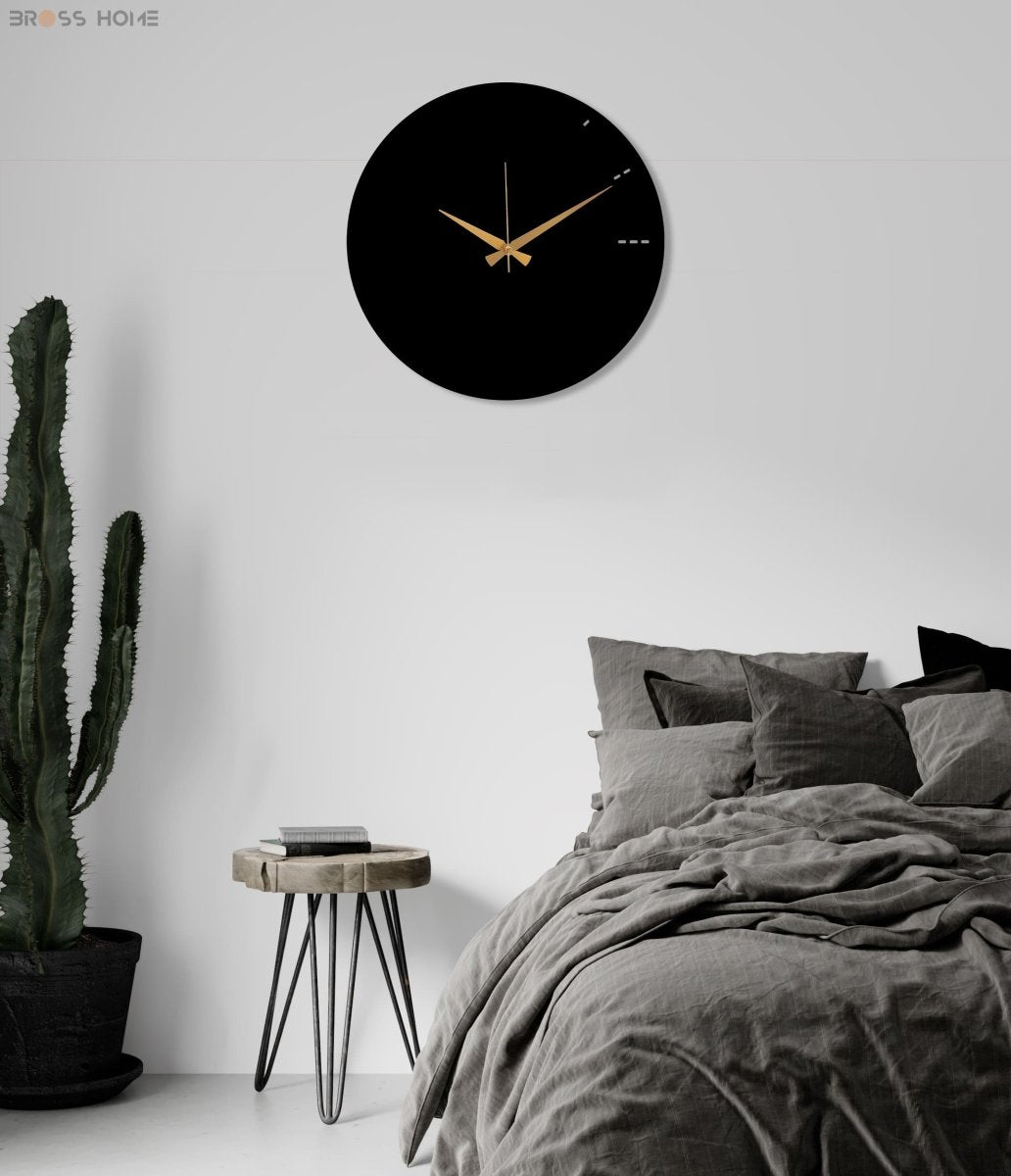 Modern Living Room Black Wall Clock - BrossHome Metal Wall Art