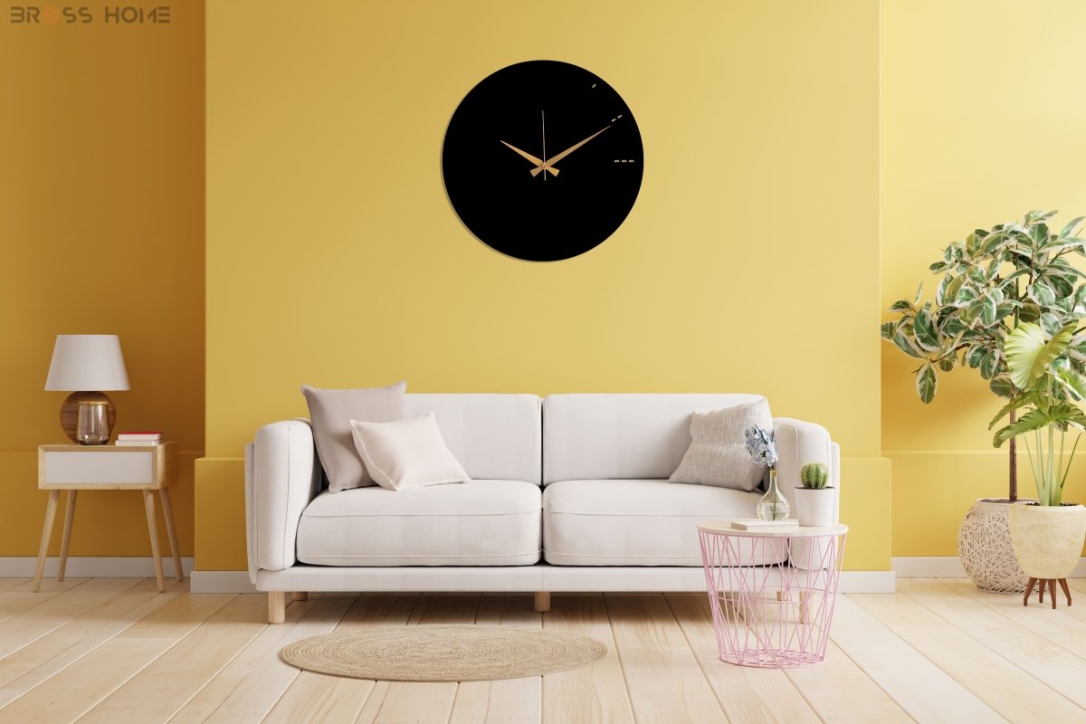 Modern Living Room Black Wall Clock - BrossHome Metal Wall Art