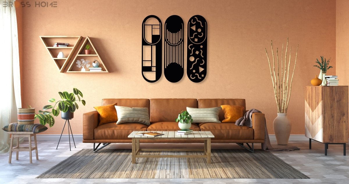 Modern Metal Wall Decor Set Of 3 - BrossHome Metal Wall Art