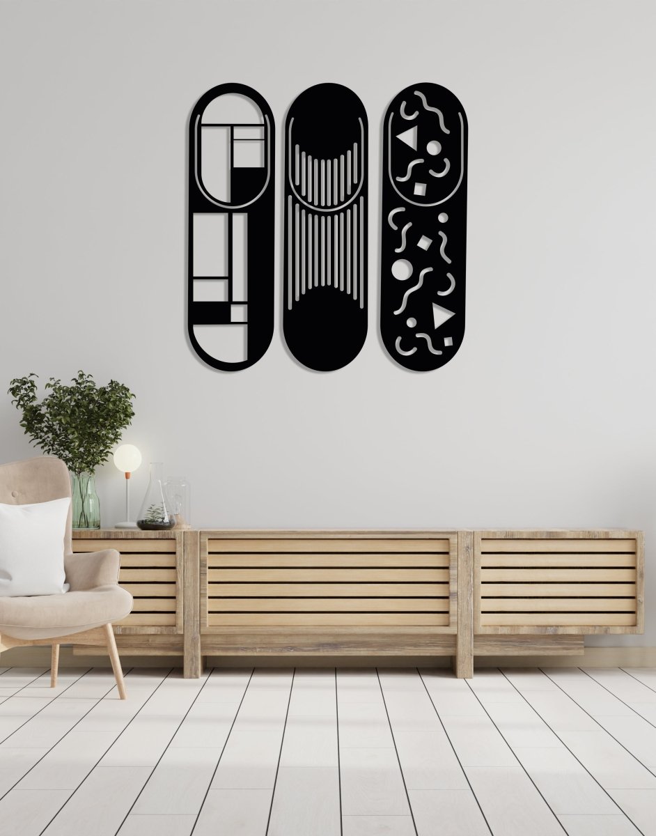 Modern Metal Wall Decor Set Of 3 - BrossHome Metal Wall Art
