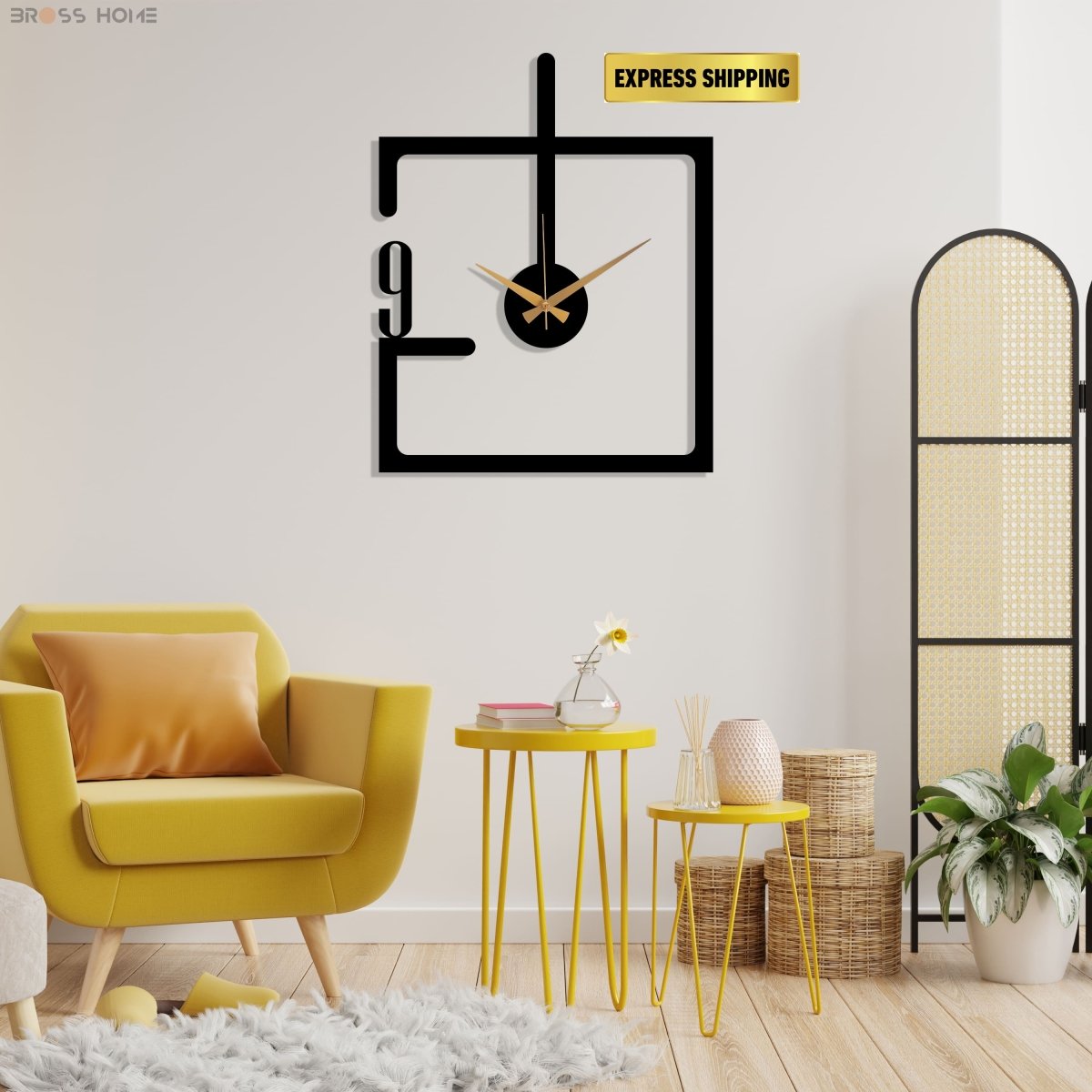 Modern minimalist Oversize Wall Clock - BrossHome Metal Wall Art