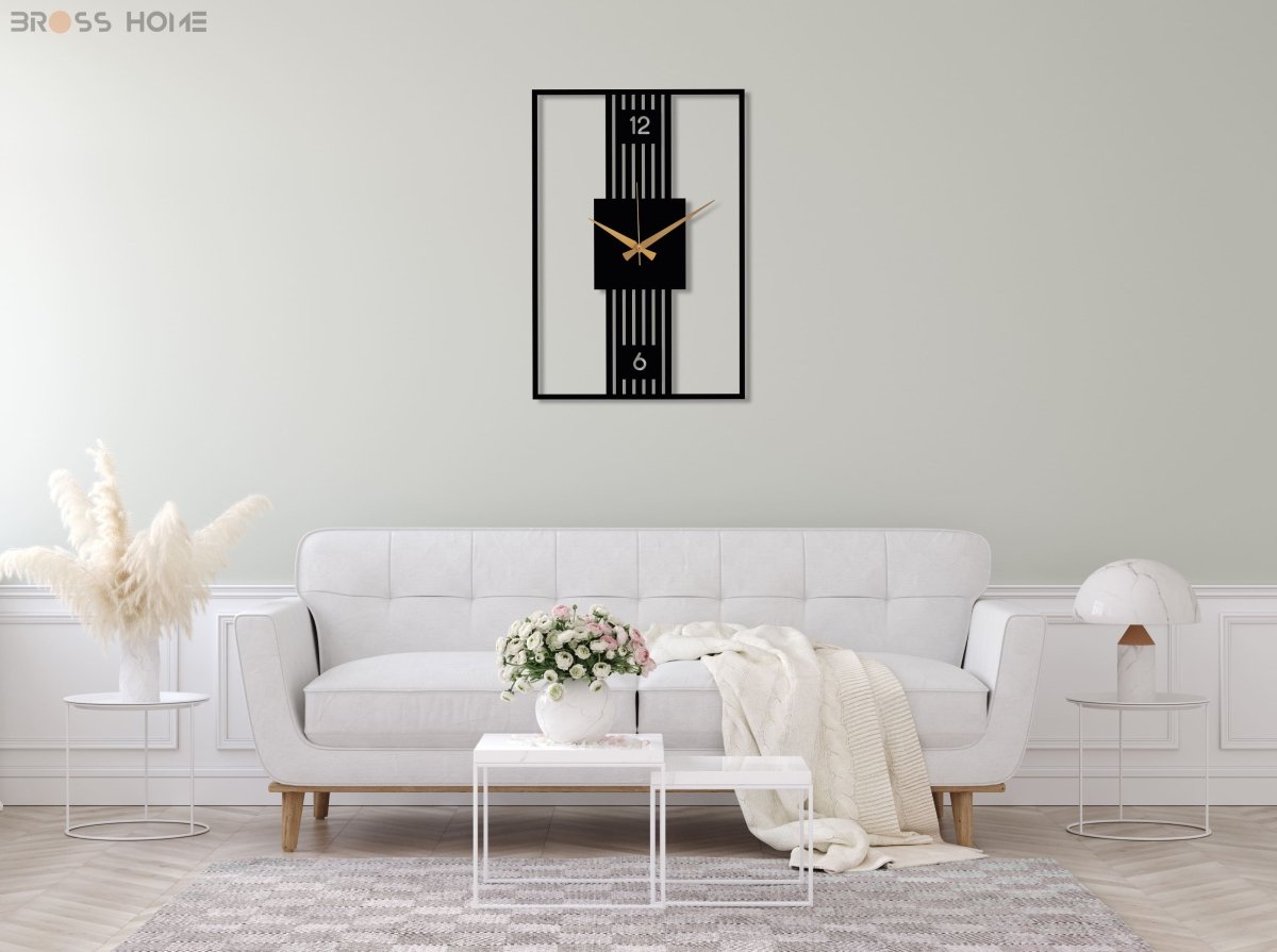 Modern Rectangle Wall Clock - BrossHome Metal Wall Art