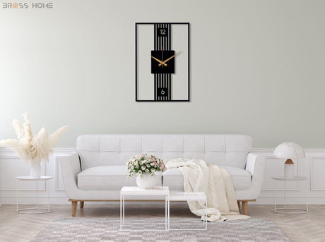 Modern Rectangle Wall Clock - BrossHome Metal Wall Art