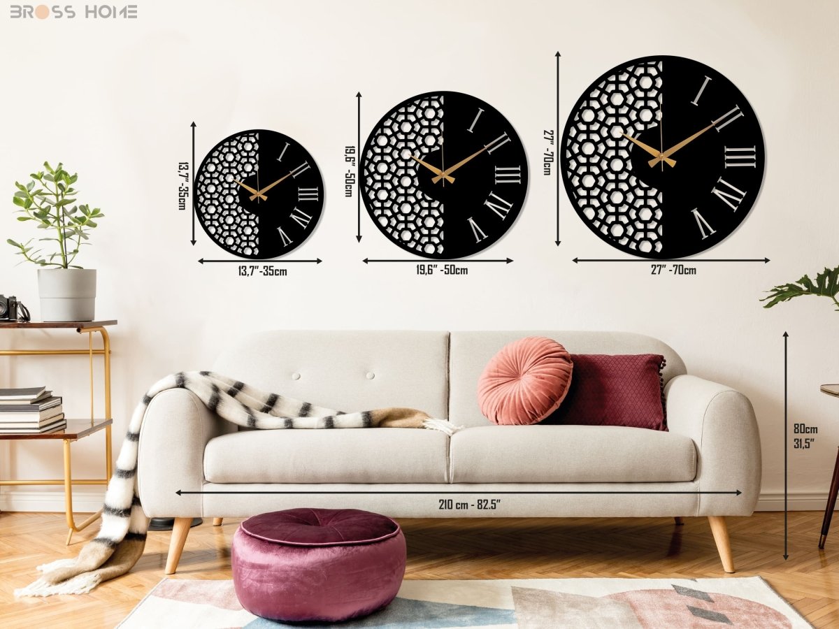 Modern Roman Numeral Wall Clock - BrossHome Metal Wall Art