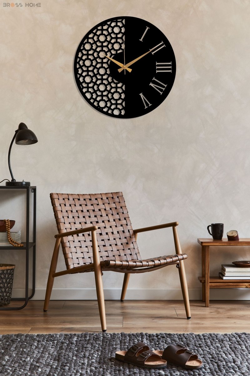 Modern Roman Numeral Wall Clock - BrossHome Metal Wall Art
