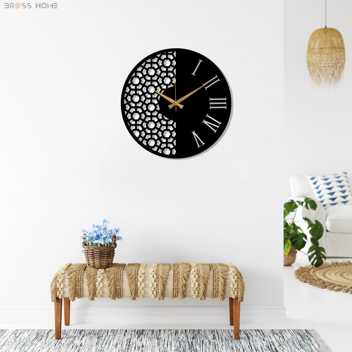 Modern Roman Numeral Wall Clock - BrossHome Metal Wall Art