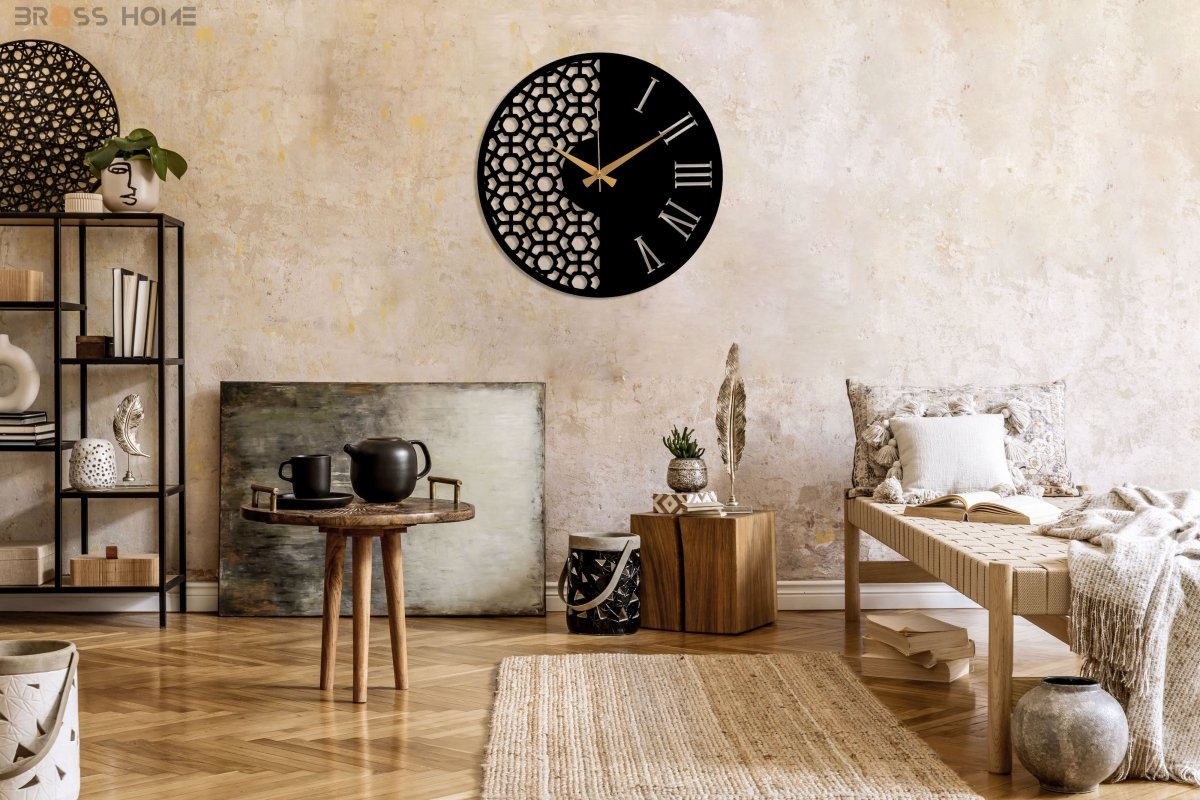 Modern Roman Numeral Wall Clock - BrossHome Metal Wall Art