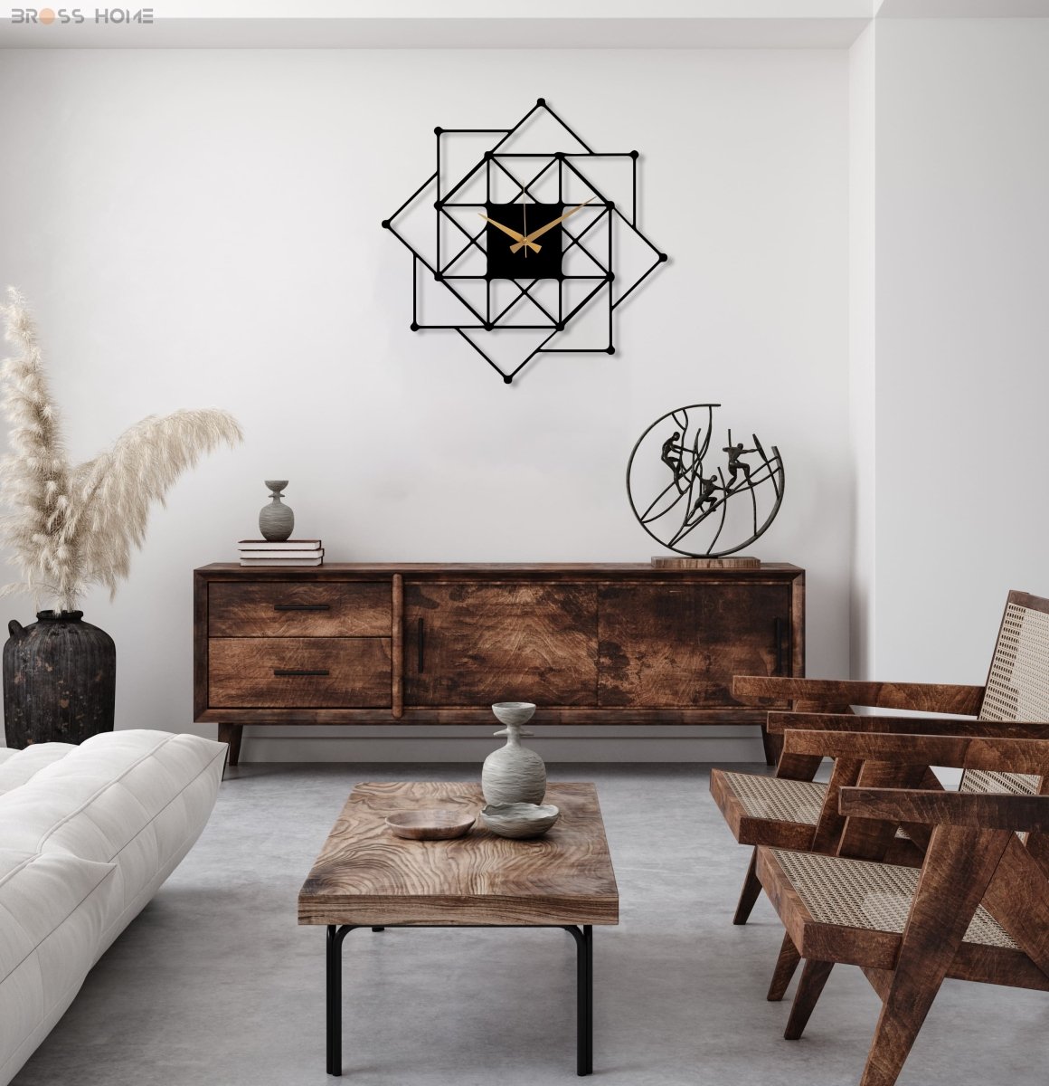 Modern Visions Geometric Wall Clock - BrossHome Metal Wall Art
