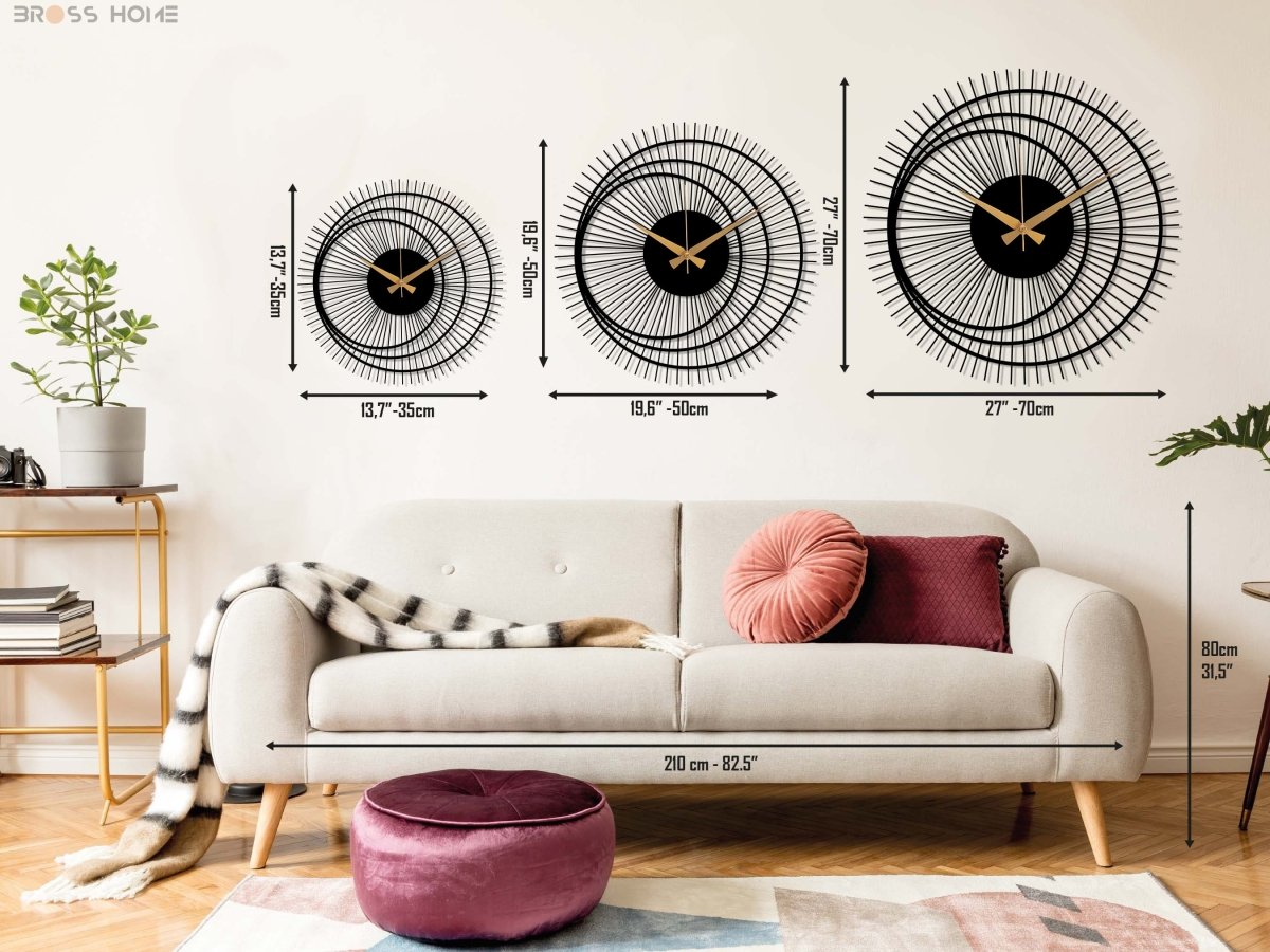 Modern Wall Clock For Living Room - BrossHome Metal Wall Art