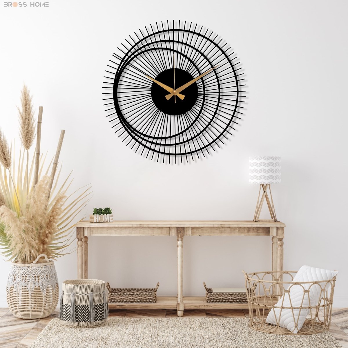 Modern Wall Clock For Living Room - BrossHome Metal Wall Art