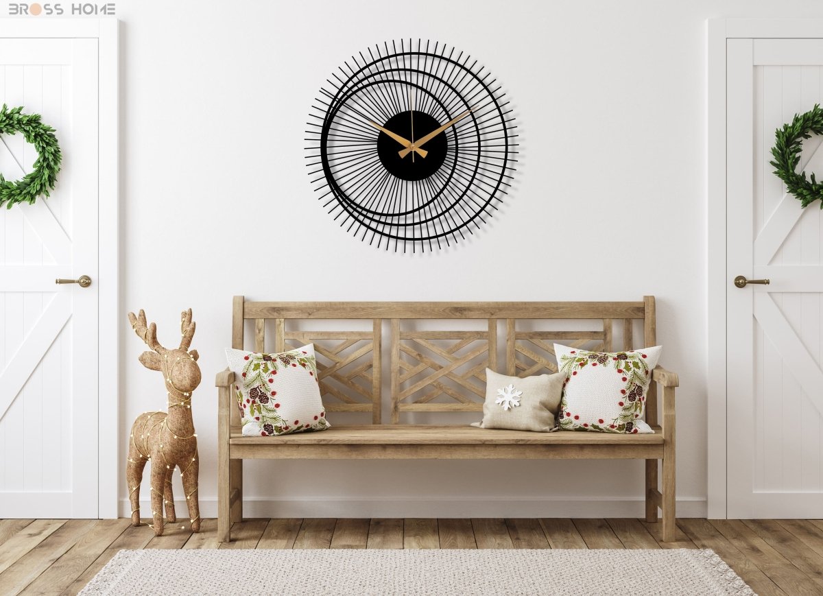 Modern Wall Clock For Living Room - BrossHome Metal Wall Art