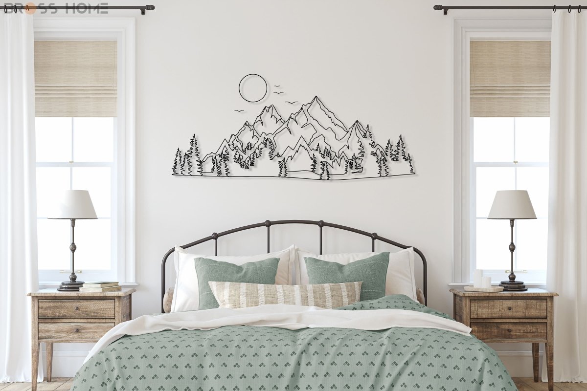 Mountain And Sun Metal Wall Decor - BrossHome Metal Wall Art