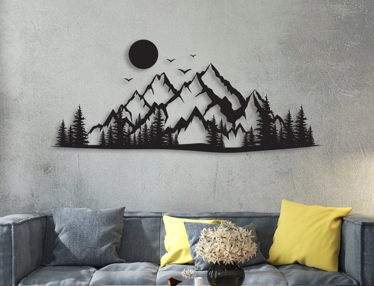 Mountain Metal Wall Art Decor - BrossHome Metal Wall Art